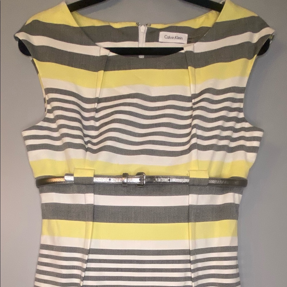NWOT Calvin Klein striped dress with belt